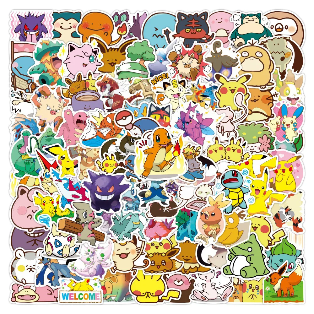 10/30/50/100pcs Japan Anime Pokemon Stickers Cute Elf Pets Pikachu Decals Phone Water Bottle Scrapbook Cartoon Graffiti Sticker