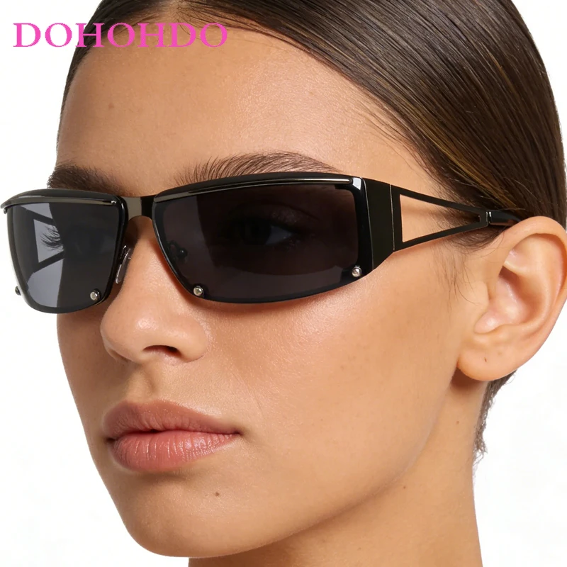 

Fashion Punk Personality Metal Y2k Rectangle Women Sunglasses Luxury Designer Men Sunglass UV400 Traveling Party Trendy Eyewear