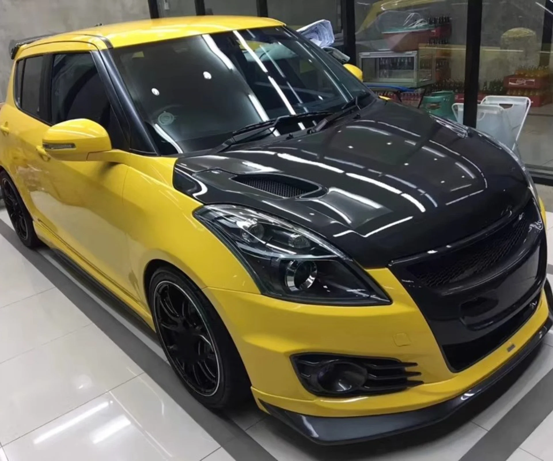 26style Front Rear Lip Side Skirt Carbon Fiber Resin Engine Cover For Suzuki Swift ZC32S Grille Tail Wing Convert Kit Car Access