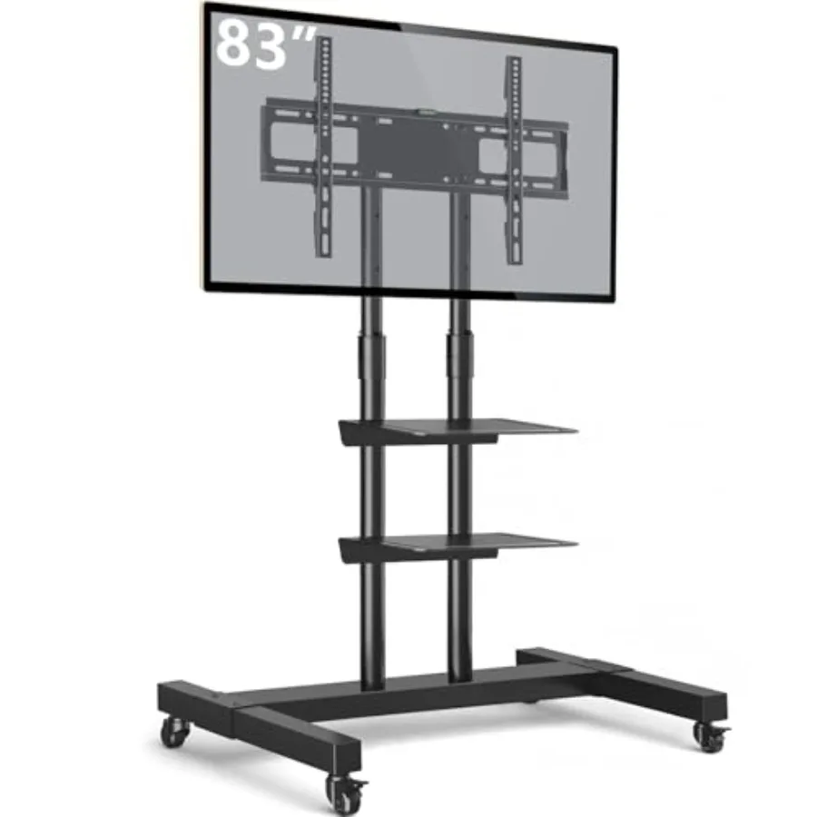 

Мобильная подставка для телевизора на колесиках с креплением, регулируемая по высоте полка на блокируемых колесах для телевизоров 32-83 дюйма