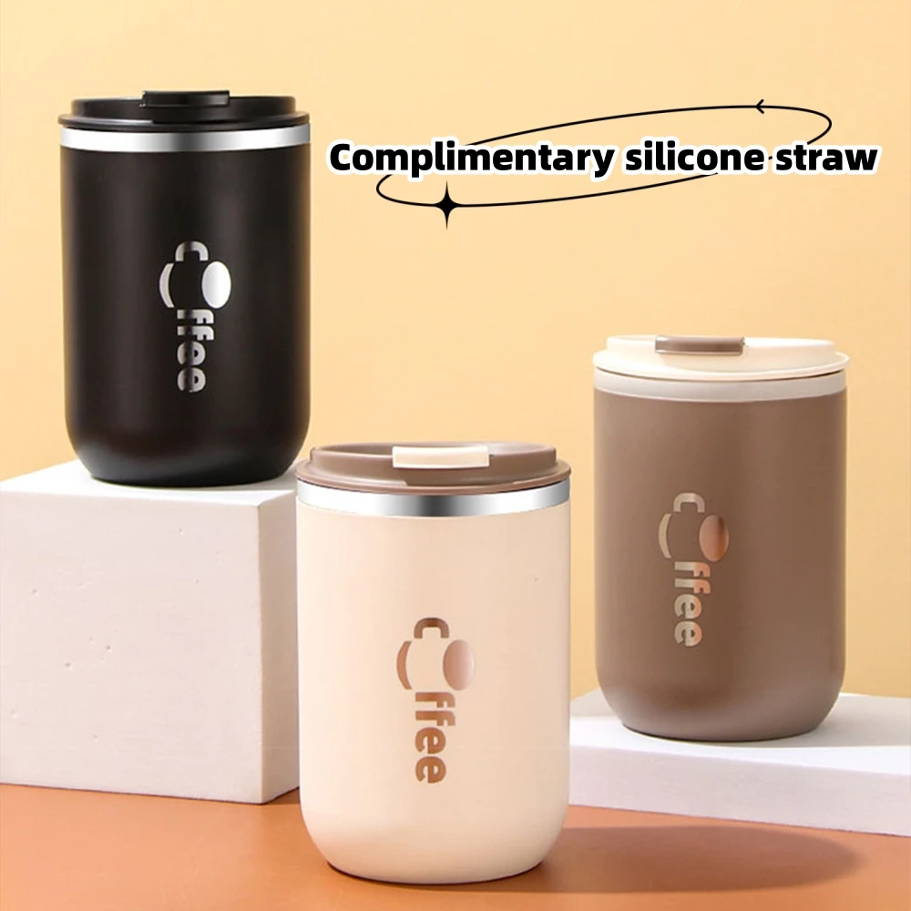 

500ml Stainless Steel Thermos Cups Coffee Thermal Mug with Straw Leak Proof Travel Car Flask Insulated Cup Milk Tea Water Bottle