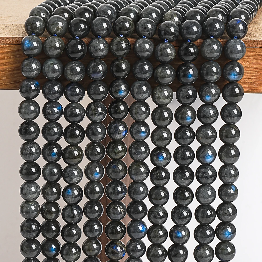 6mm 8mm Labradorite Stone Round Beads with Pre-Drilled Holes - Deep Gray Beaded Jewelry Supplies for DIY Necklace/Bracelet view 4