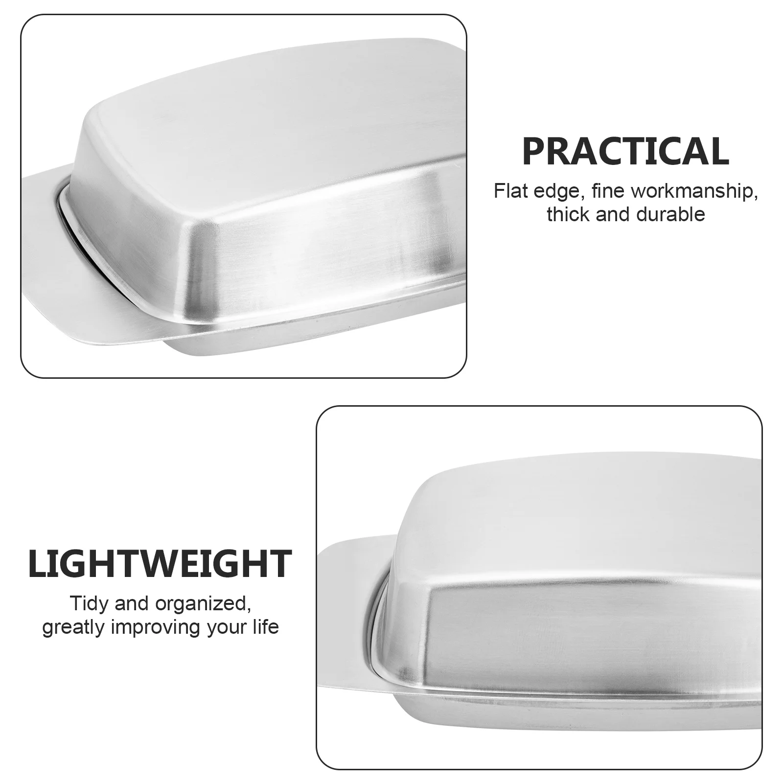 

Stainless Steel Butter Dish with Lid Premium Dustproof Cheese Storage for Kitchen Organization Elegant Lidded Butter Plate Food
