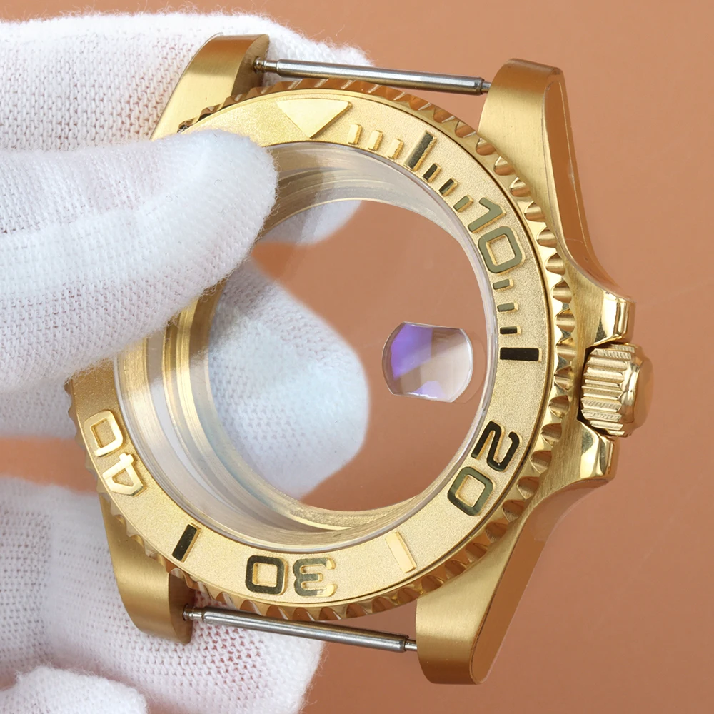 ローズゴールド/ゴールド 40mm ケース ヨットマスター SUB GMT セイコー NH34 NH35 NH36 NH38 ムーブメント サファイアガラス 防水時計ケース