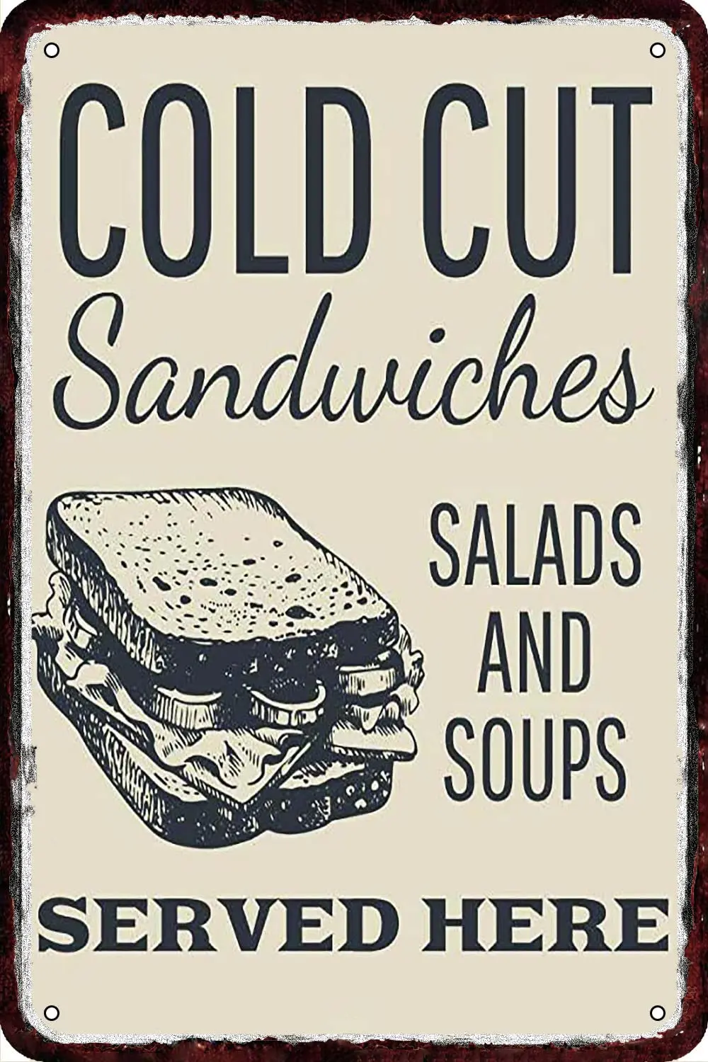 1PCS,Cold Cuts Shop Served Here Vintage Metal tin Sign Wall Decor Retro Art Funny Decorations for Home Man Cave bedroom