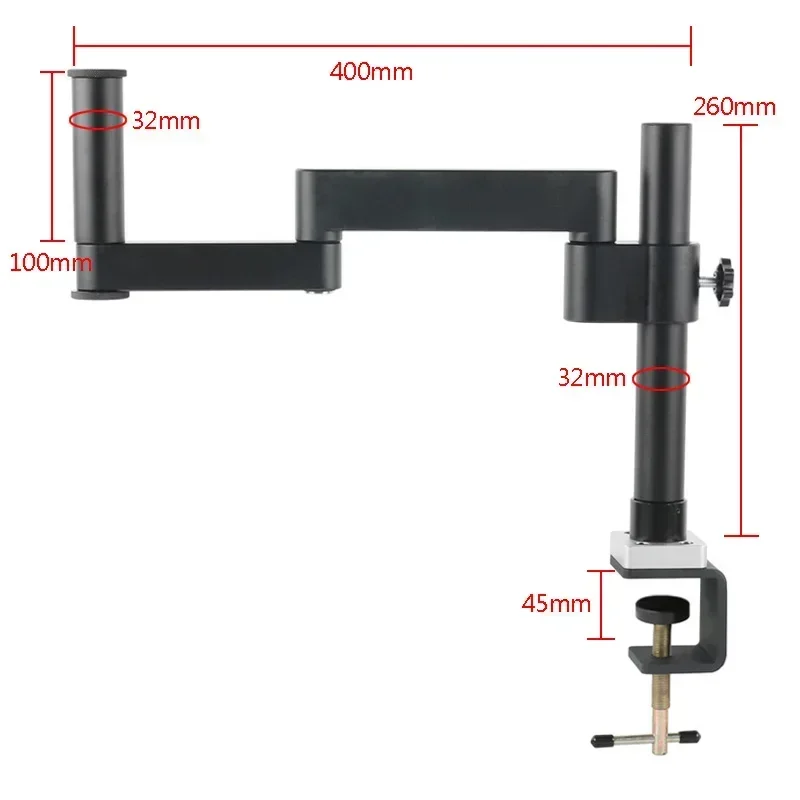 Rotating Folding Arm Microscope Rripod Articulating Clamp Stand 76mm Trinocular Bracket 50mm Zoom C Mount Lens Focus Holder