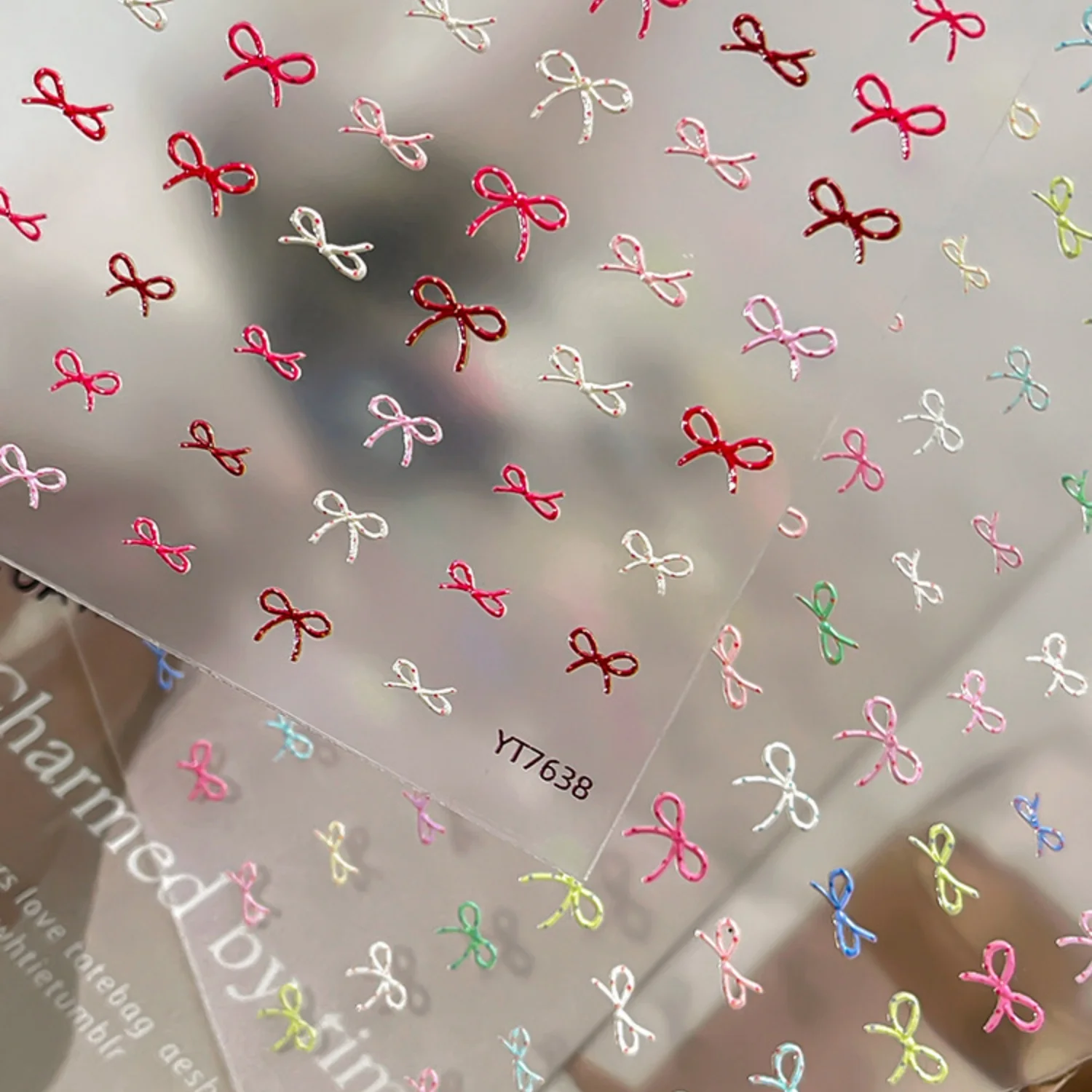 5D Minimalist French Ballet Nail Stickers Delicate Thin Line Bow Elegant Self-adhesive Nail Art Decals Gentle Bow Manicure DIY