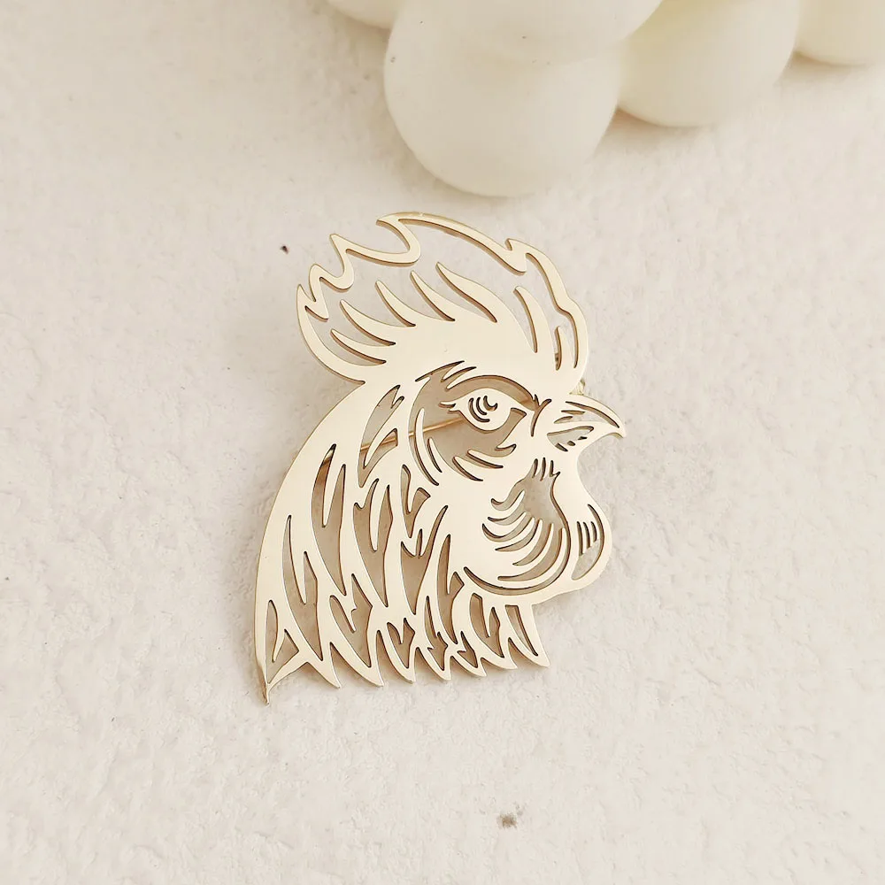 치킨 헤드 브로치 패션 슈트 옷깃 핀 의류 배낭 액세서리 친구를위한 선물로 가득 찬 예술적 조각 오라