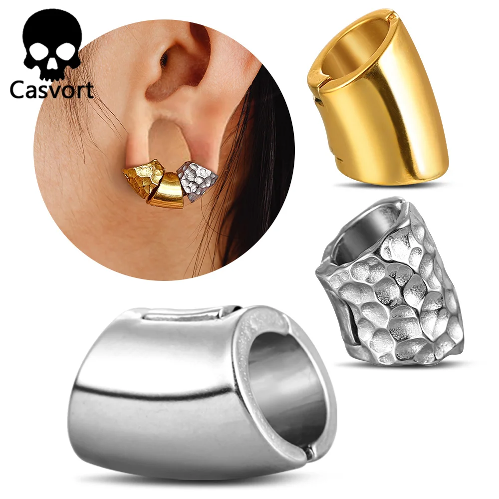 Casvort 2PCS Hot 00g Hammered Lobed Cuff Ear Gauges Plugs Ear Tunnels Stretcher Earring Clip on Chrząstka Biżuteria ślubna do ciała