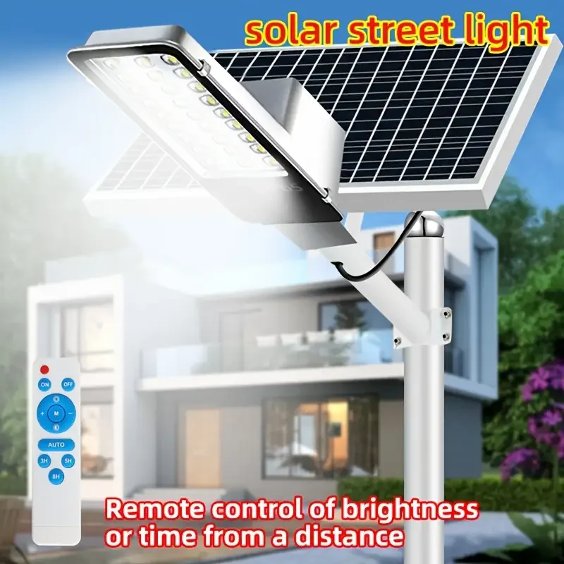 2 PACK Powerful Solar Street Light 6000Mah Large Panel 7500k Light Ideal for ballparks streets campgrounds fields Lighting