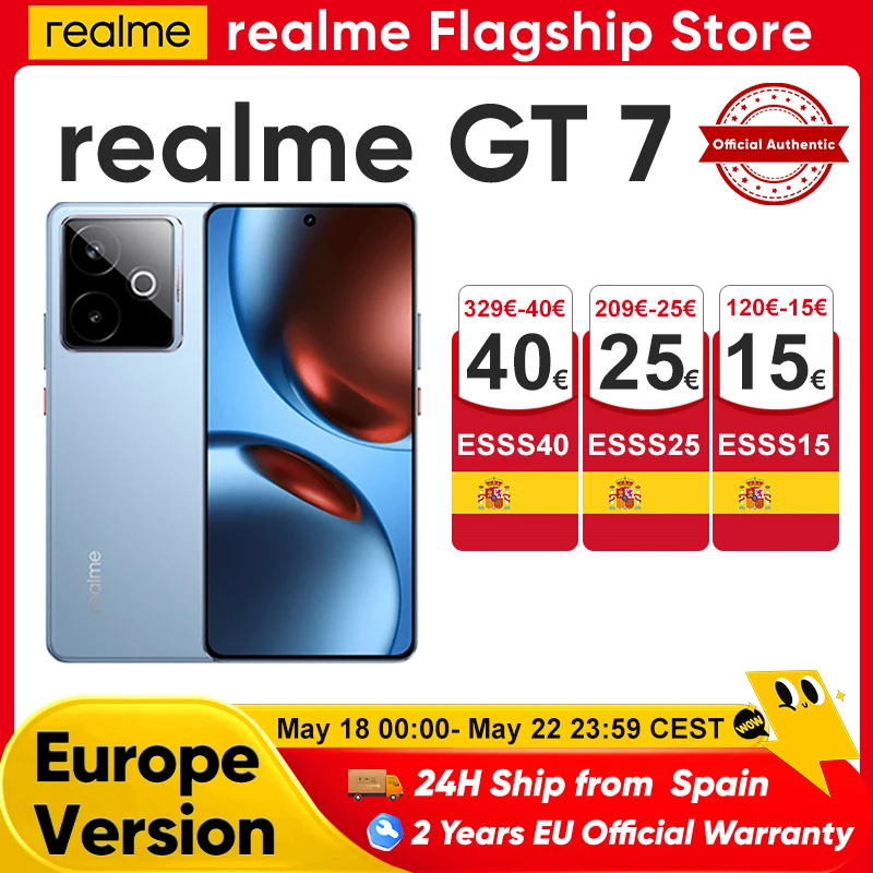 realme GT 7 Smartphone (versión global) con IA, Dimensity 9400e, batería Titan de 7000 mAh, carga ultrarrápida de 120 W, pantalla de 6,78 pulgadas a 120 Hz y NFC