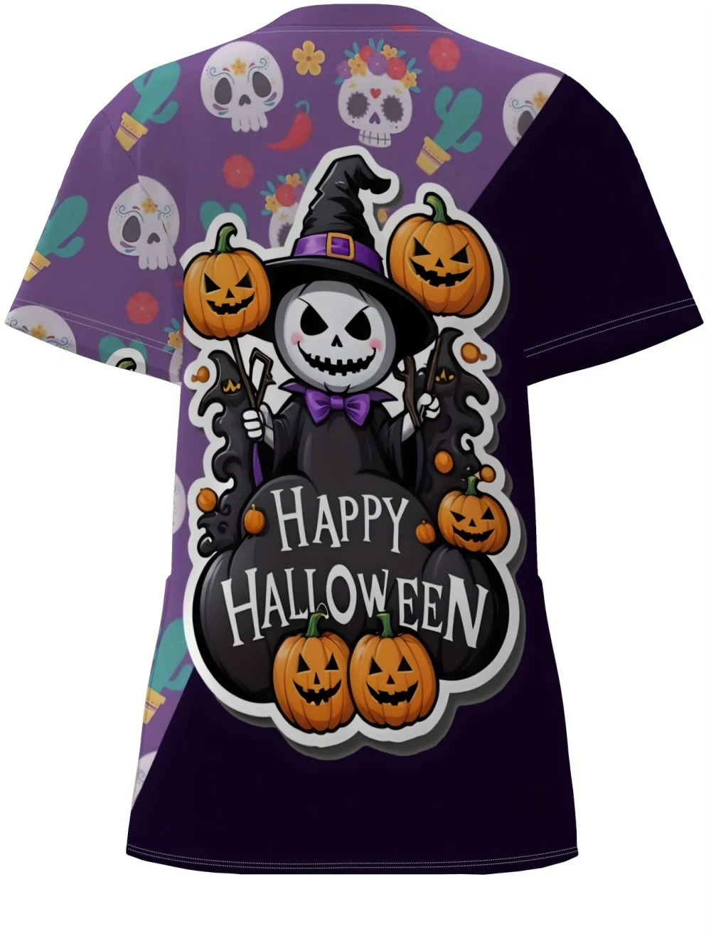 Uniforme chirurgical d'halloween pour femmes, motifs de citrouille, imprimé heureux, col en v, soins infirmiers, cadeau pour uniforme clinique du personnel médical