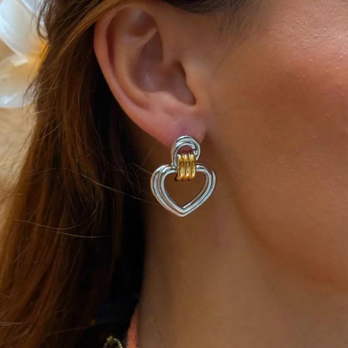 Earrings Pendientes De Acero Inoxidable Jewelry Mujer Heart Luxury Studs Earring Piercing Tragus Boucles D'oreilles Luxe