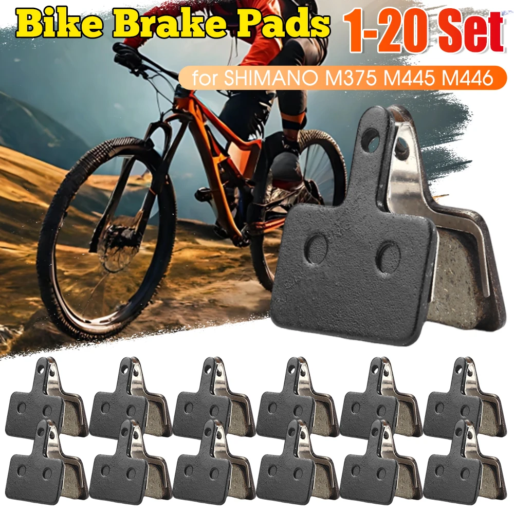Conjunto de 1-20 Pastilhas de Freio a Disco para Bicicleta Shimano M375 M445 M446 M525 M465 M475 M485 M495 M395, Peças de Bicicleta MTB, Pastilhas de Freio a Disco de Resina