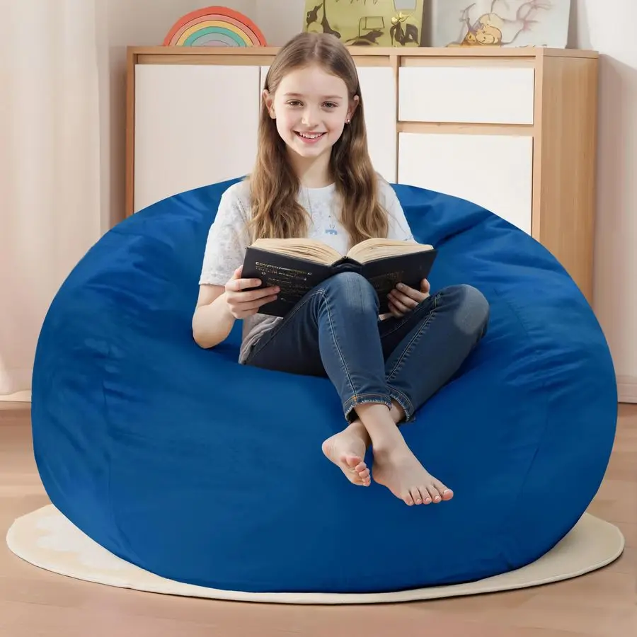 Bean Bag Chair Bean Bags with Memory Foam Filled,Comfy Beanbag Chairs Round Bean Bag Sofa with Dutch Velvet Cover2FT28 x28 x22,B