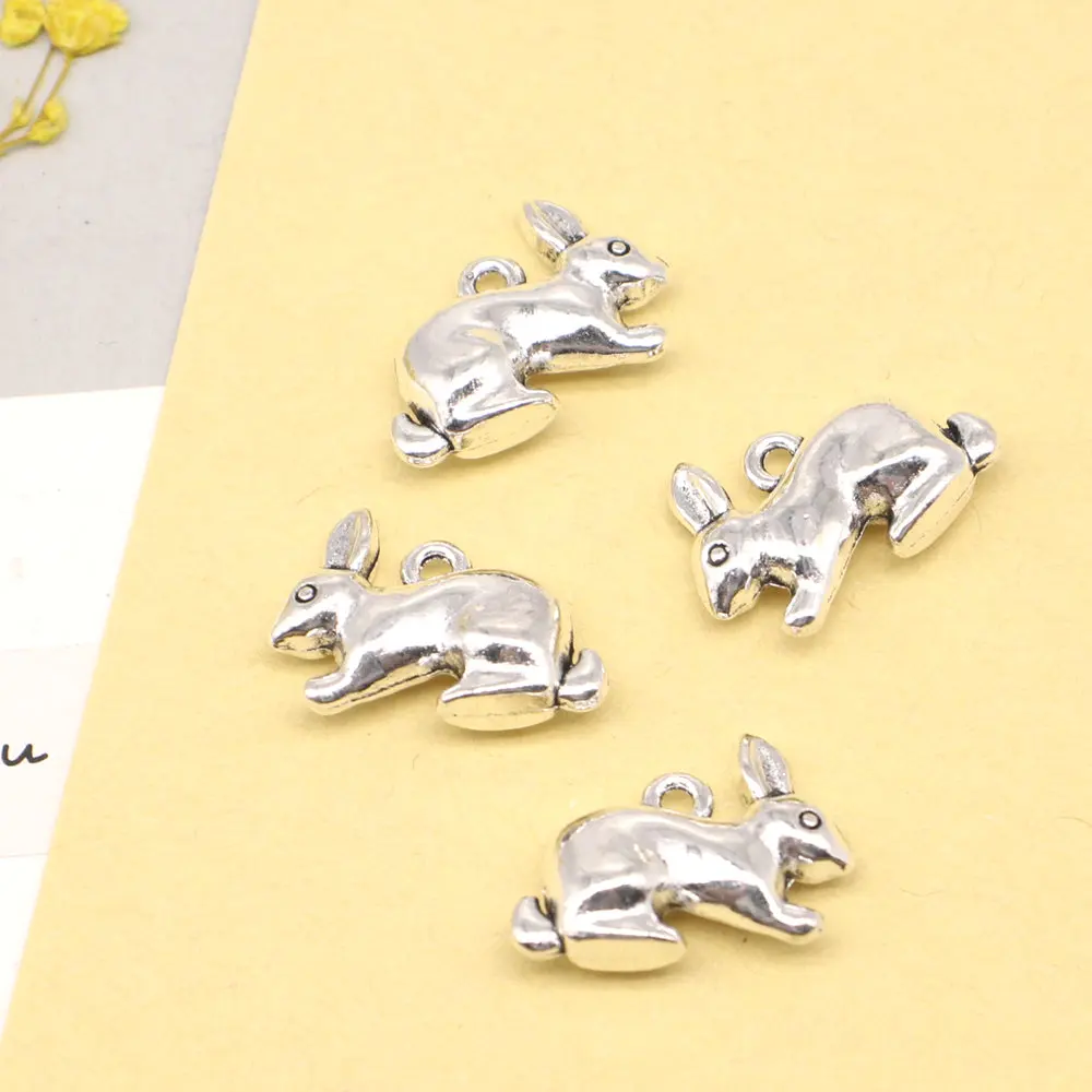 5pcs 18x20mm Rabbit Head Charms Pendants And Necklaces Hobbies And Crafts Materials Party Jewelry Antique Silver Color