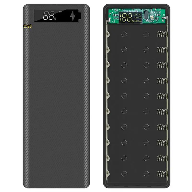 3X إصدار الشحن السريع 10X18650 علبة بنك الطاقة المزدوج USB شحن الهاتف QC 3.0 PD 18650 حامل البطارية صندوق شحن