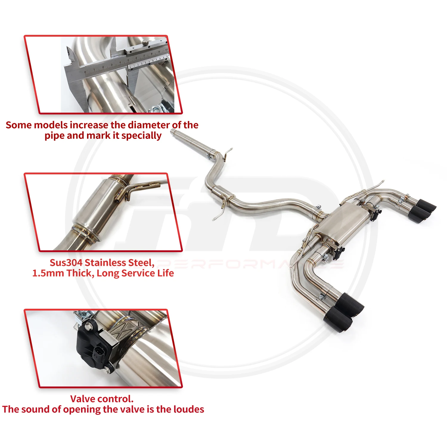 Limited Time Offer HMD Stainless Steel Exhaust System Performance Catback for VW Volkswagen Golf R MK7 Muffler With Valve