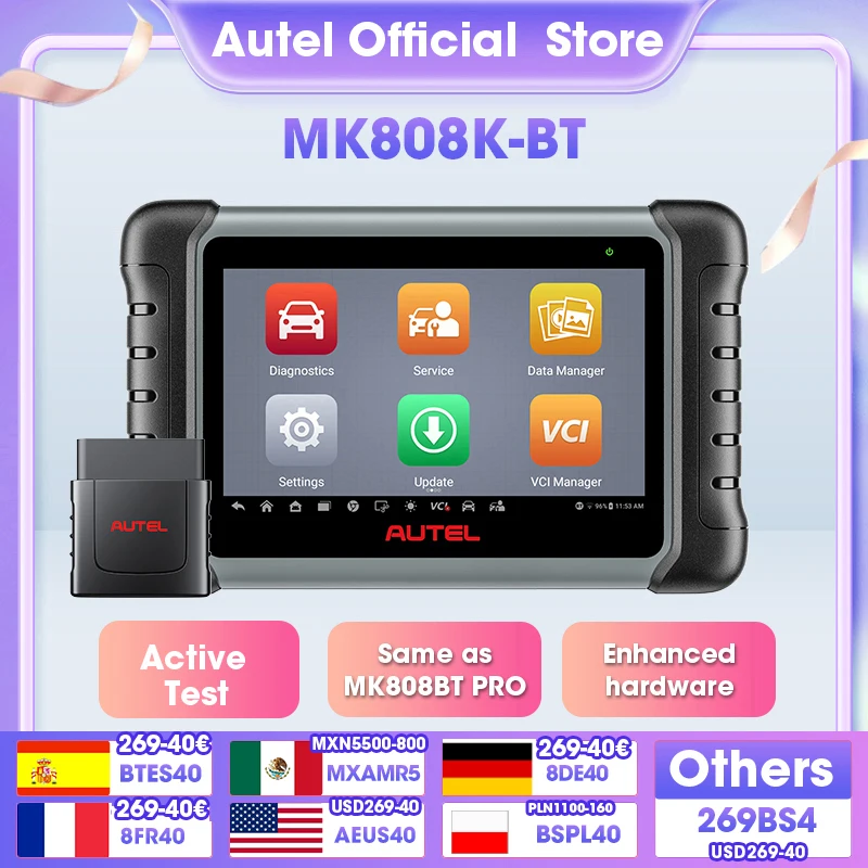 

Autel MaxiCOM MK808KBT PRO OBD2 Scanner Automotivo Car Diagnostic Scan Tool MK808K-BT OBD 2 Code Reader Key Coding Active Test