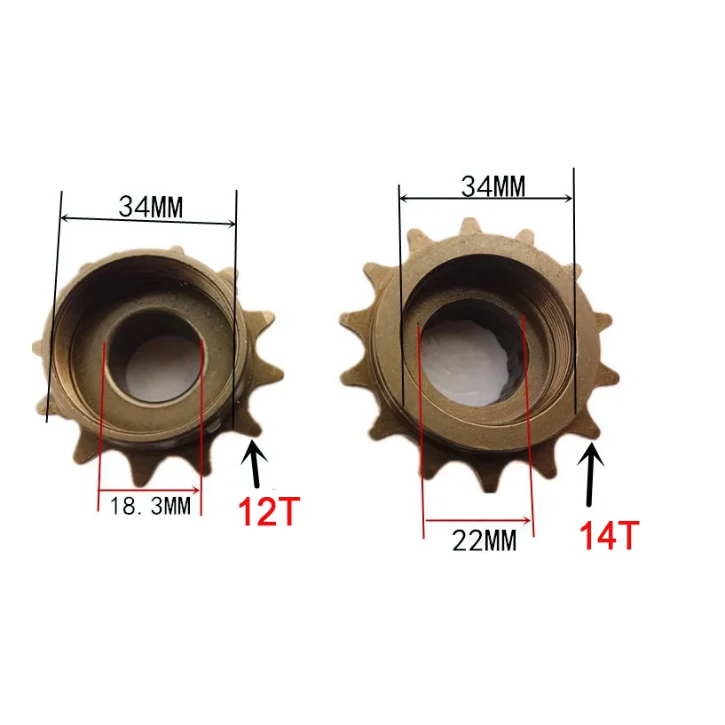 12T 14T MTB Bike Single Speed Flywheel Mountain BMX Bicycle Freewheel Modified Sprocket Steel 34mm Thread Bike Gear