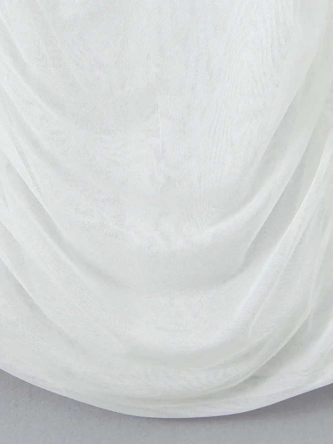 Vestido Bodycon F Sexy e Estiloso com Saia Envolvente de Malha Franzida, Cintura Franzida, Estilo Europeu, Fibra de Po...