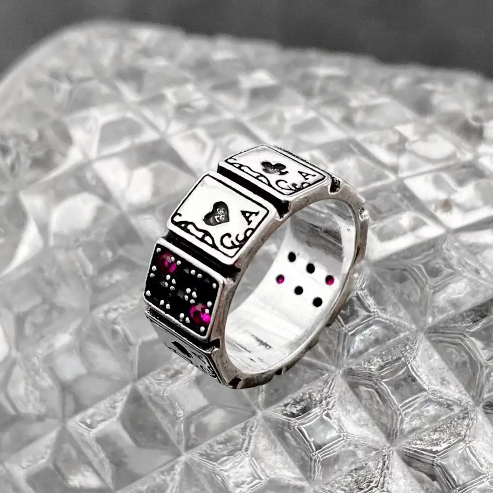 Creative Knuckle Ring Gift Party Ring Exaggerated Playing Cards Cubic Zirconia Open Ring  Dress Up