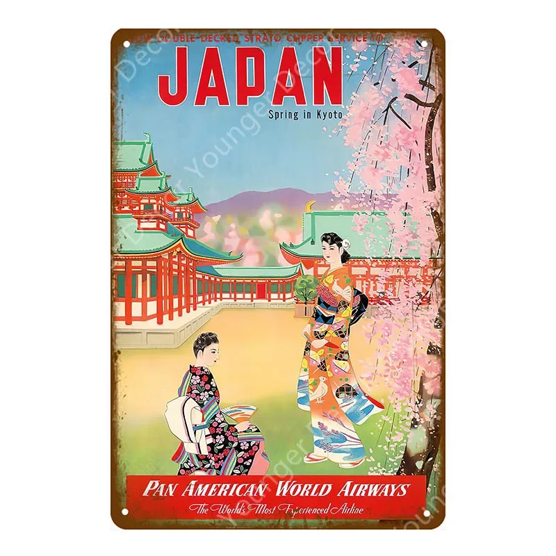 Japan Travel Poster Japanese Ukiyoe Metal Tin Signs Old Style Wall Art Painting Plaque Home Bar Room Decor Vintage Plate YJ032