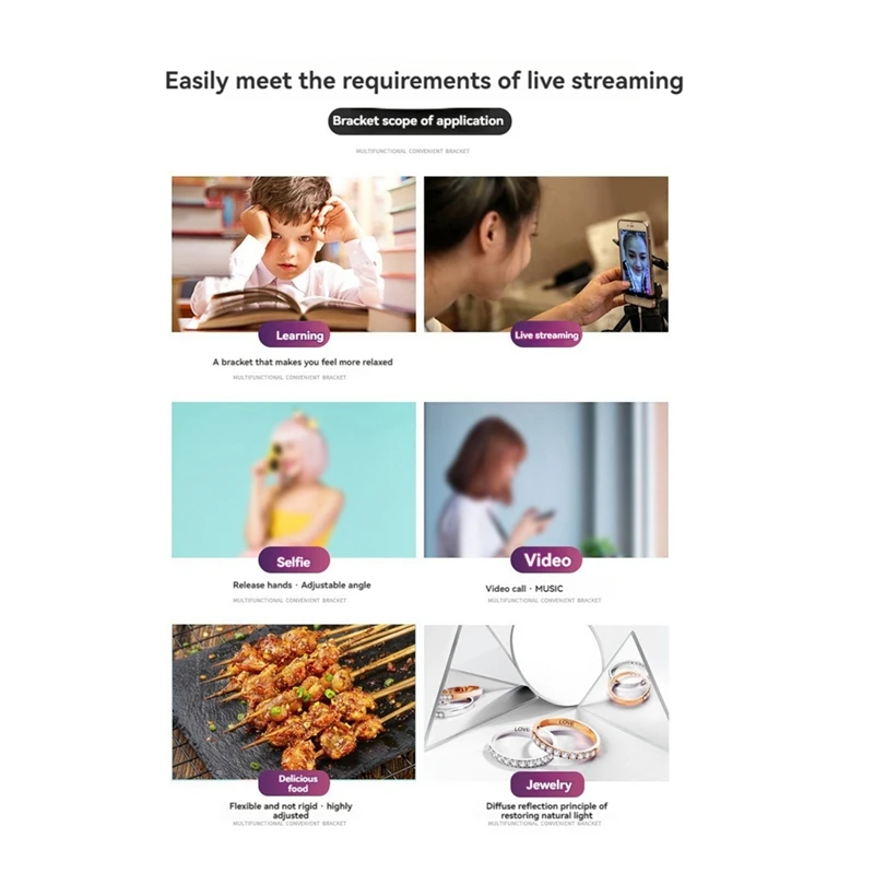 مجموعة حامل ثلاثي للهاتف المحمول مع ميكروفون LED مجموعة أدوات صنع الفيديو لمدونة الفيديو للتسجيل المباشر لدراسة السيلفي