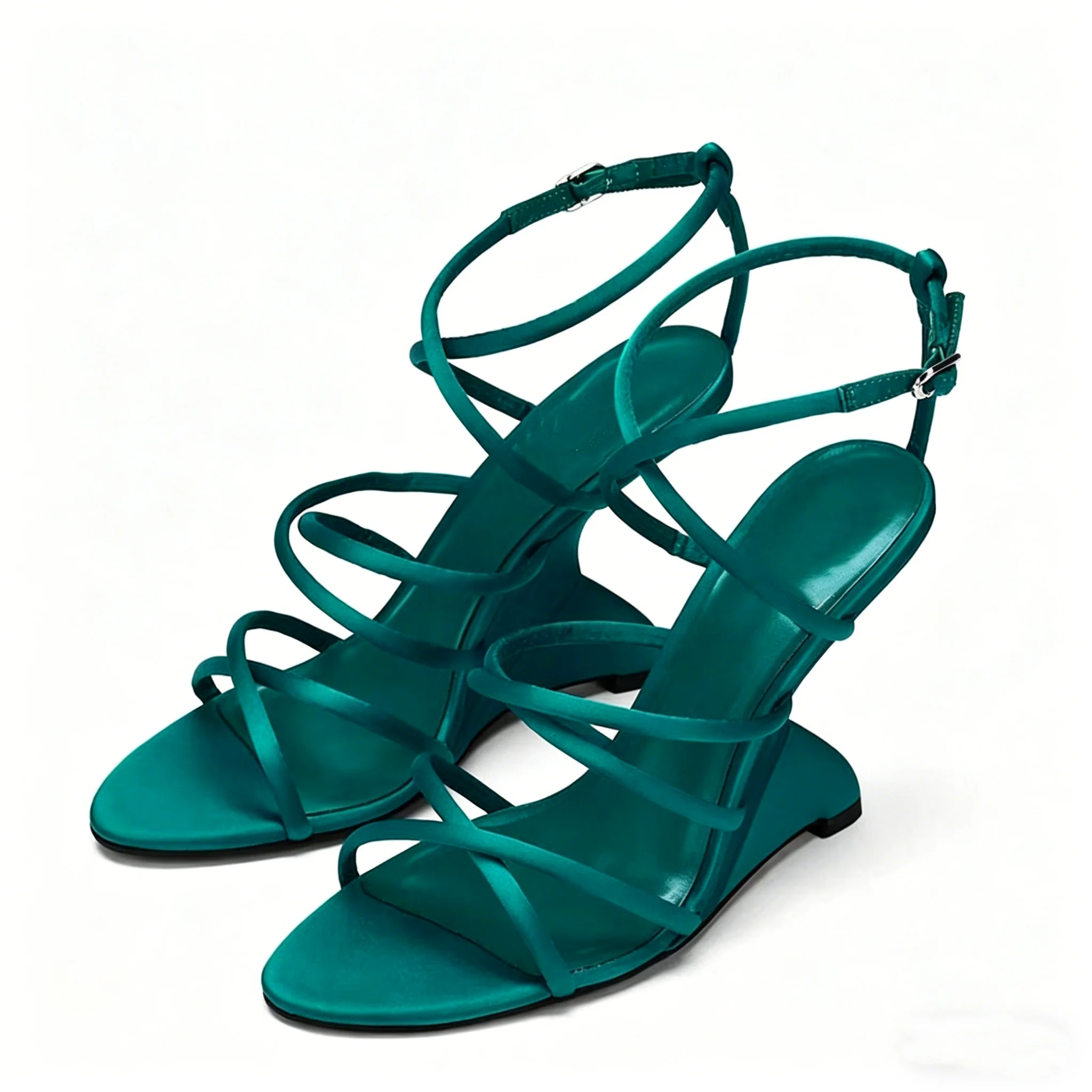 

2026 New Ankle Strap Round Toe Butterfly-Knot Summer Women Sandals Strange Style High Heels Buckle Strap Design Large Size Shoe