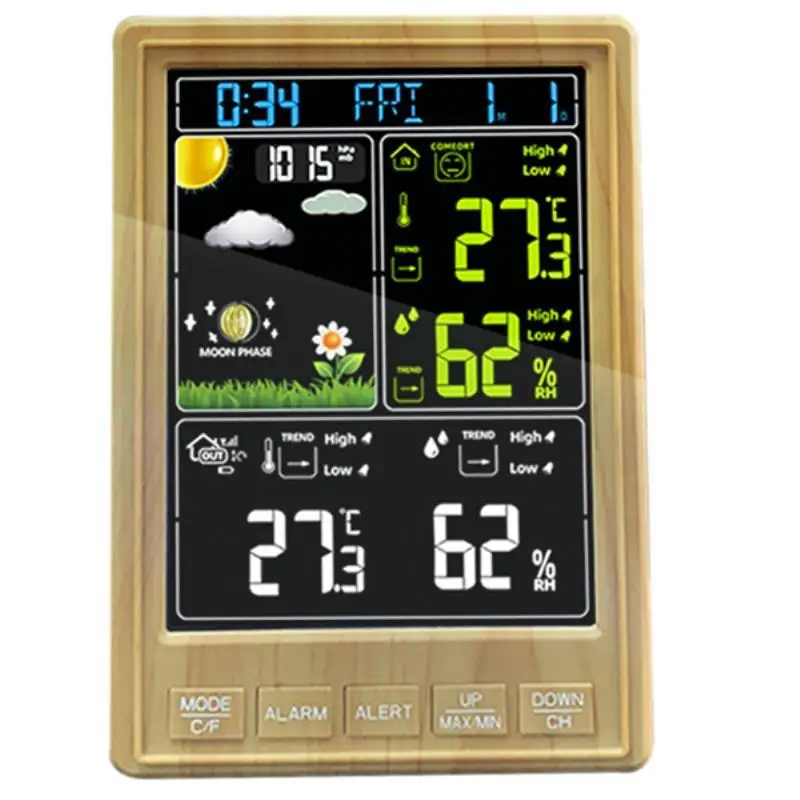 Household  Wireless Thermometer Color Screen Weather Station Atmospheric  Weather Forecast Clock For Indoor  Outdoor Living Room