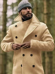 New Autumn and Winter Men's British Style Woolen Coat Mid-length Long-sleeved Warm Men's Woolen Coat