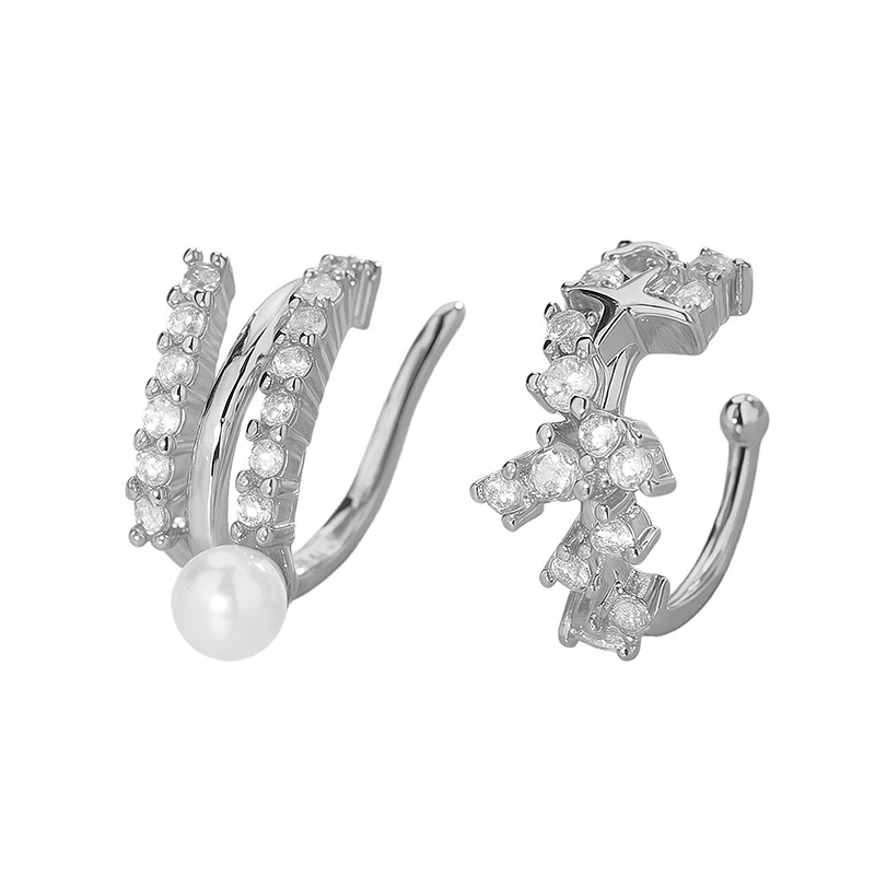 1Pcs 925 Silver Plated Zircon Star Ear Clip Earrings For Women Ear Cuffs Jewelry No Piercing Jewelry eh408