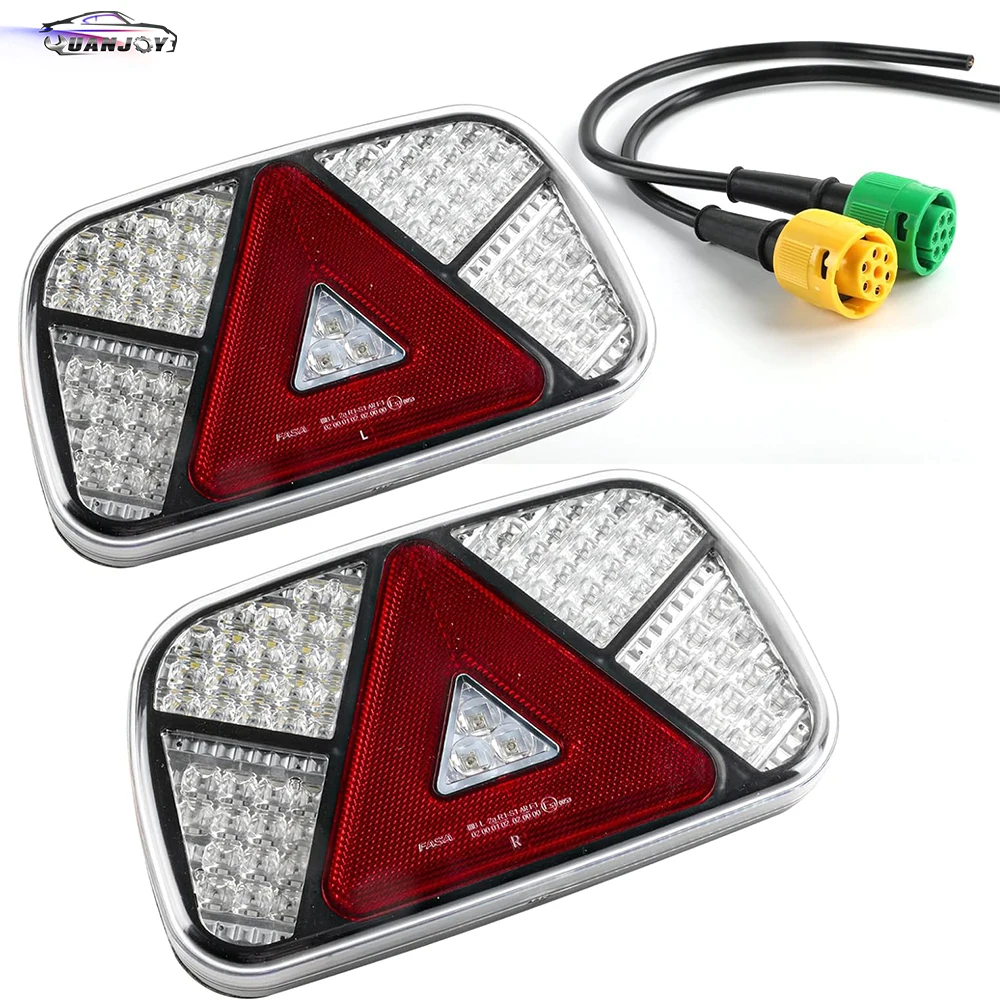 Yuanjoy 12v/24v Trailer Rear Lights Kit Waterproof Reverse Fog Light 2 Pack 30 Cm Long 6 Core Cable For Lorry Caravan