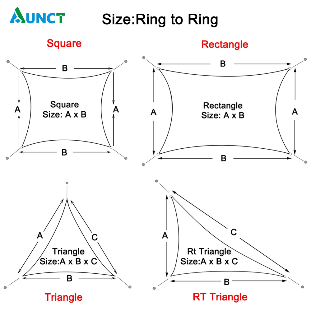 Waterproof Shade Sail  Garden Canopy Pool Sun Shade Camping Gazebo For Outdoor Awnings Carport 95% UV Square Rectangle Triangl