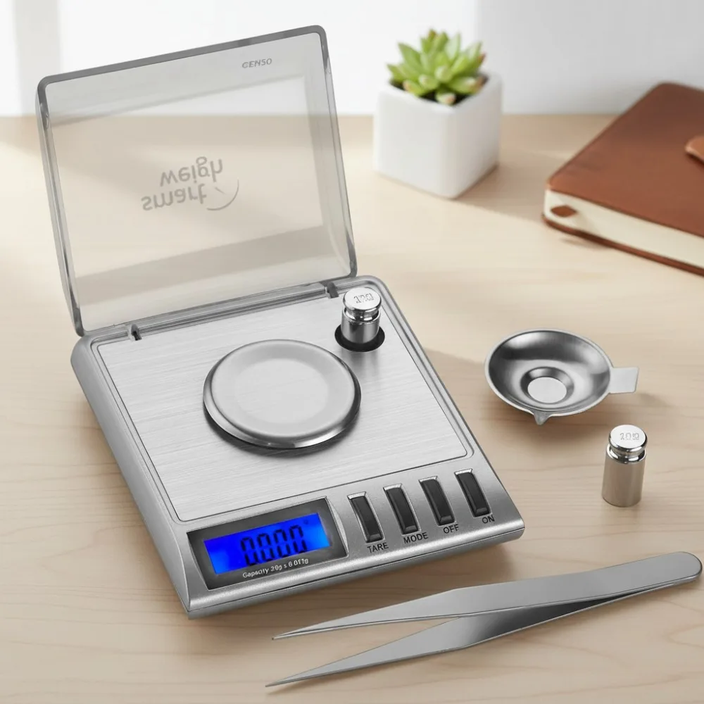 

Высокоточные цифровые миллиграммовые весы 20 г x 0,001 г, включают калибровочные гири и пинцеты для ювелирных изделий и драгоценных камней.