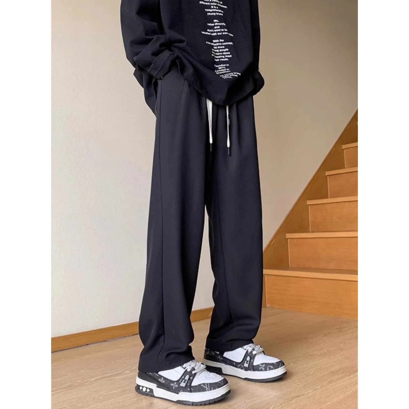 

Extra Large 300 Pou Men's Casual Trousers American Sle High Street Wide Leg Sports Straight Loose Drape Long Pants