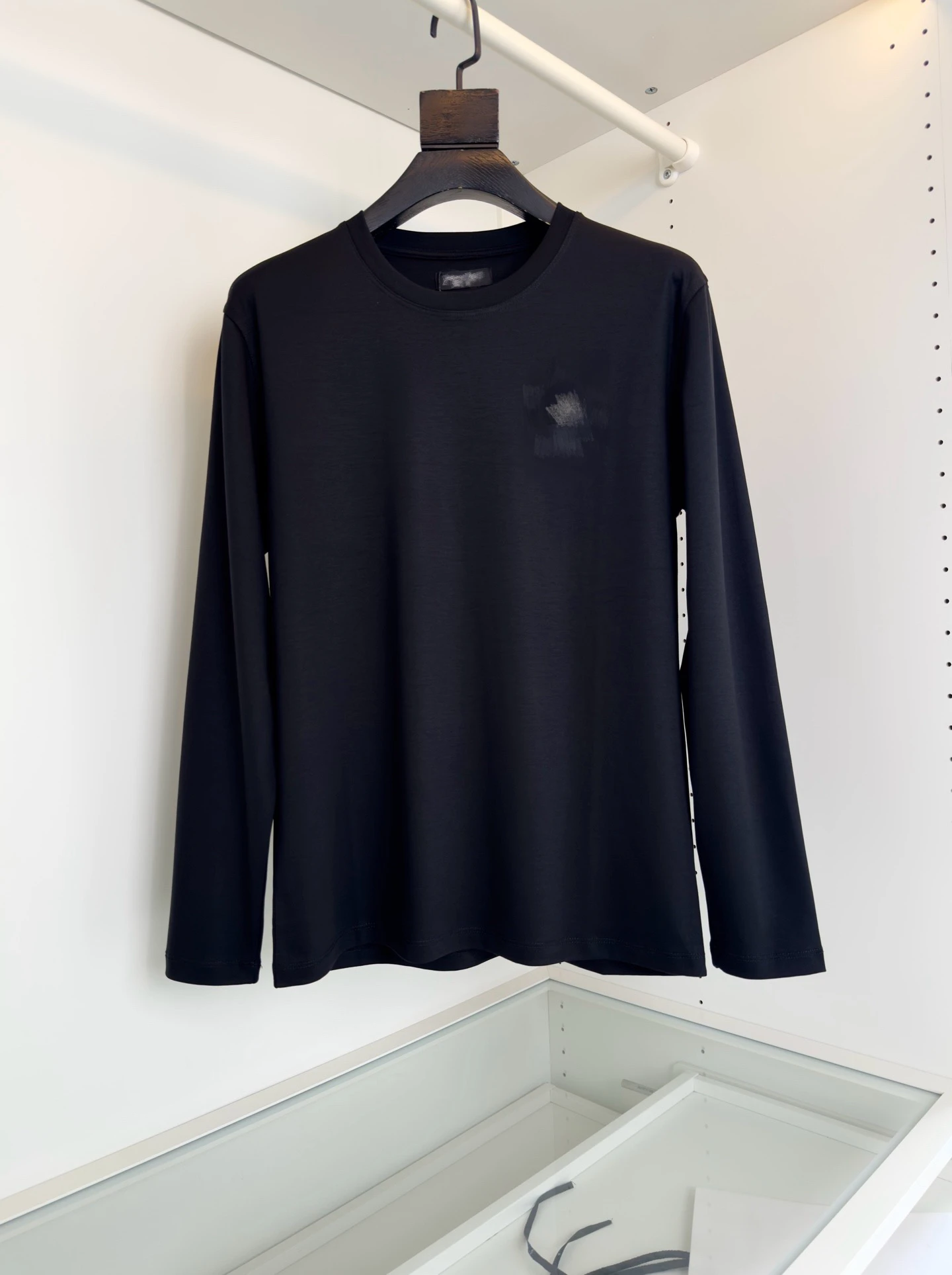 

Мужская футболка с длинным рукавом премиум-класса, с вышивкой, повседневная, с круглым вырезом, удобная, для осени и зимы, универсальная базовая модель