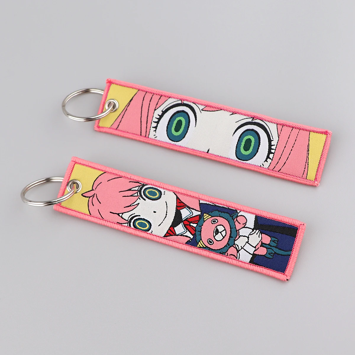 Japanese Anime Embroidery Keychain for Motorcycles Key Fobs Holder Key Tag Keyring Fashion Accessories Chaveiro