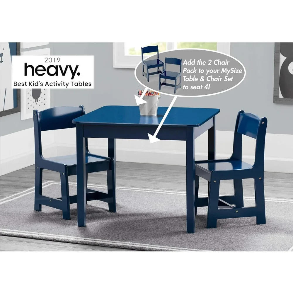 Delta Kinderen Mysize Kinderen Houten Tafel En Stoel Set (2 Stoelen Inbegrepen), Diepblauw