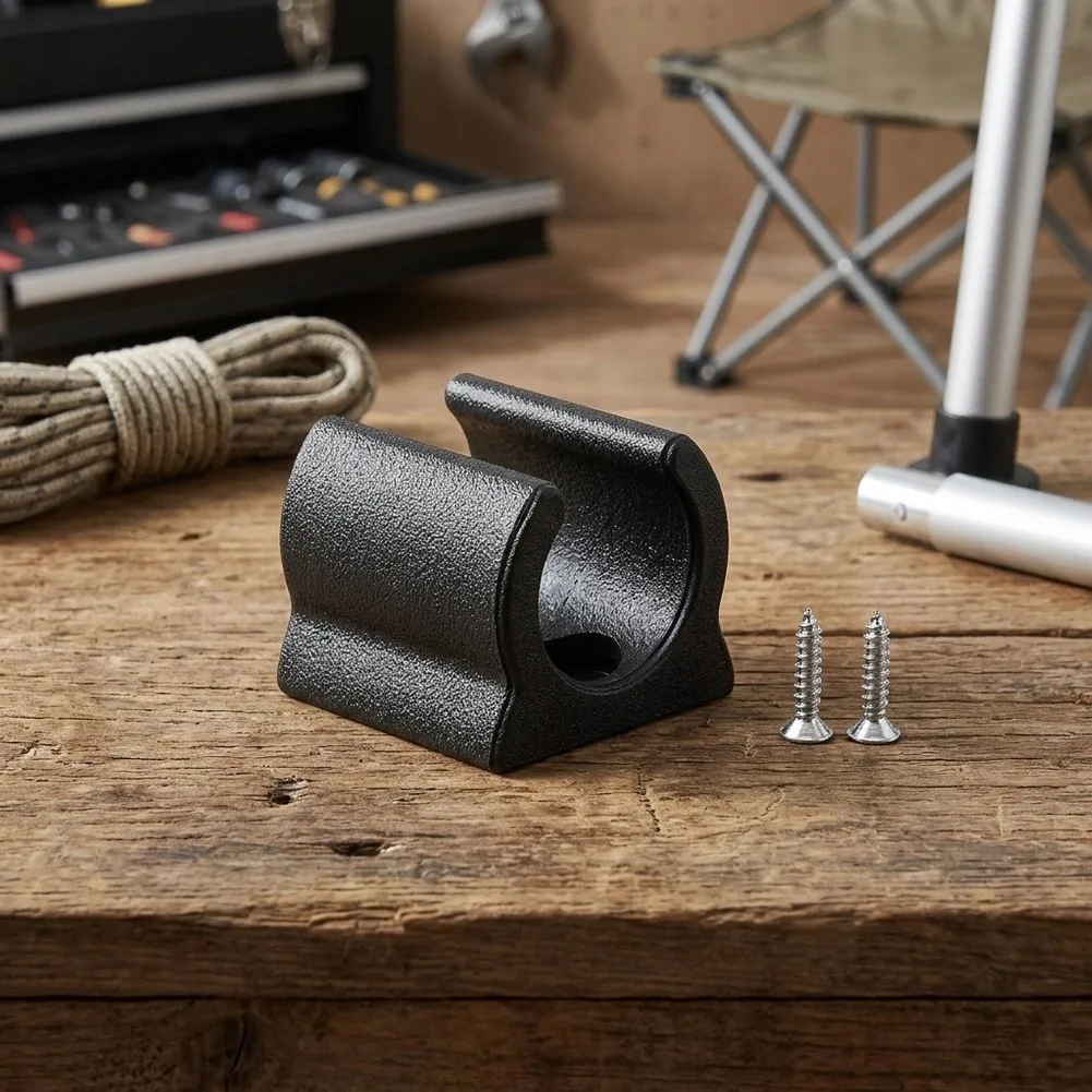 RV Awning Handle Clamp 19mm Diameter PP Plastic Fixing Clip for Round Pipes 27x27x23mm Secure Fit on Metal and Surfaces