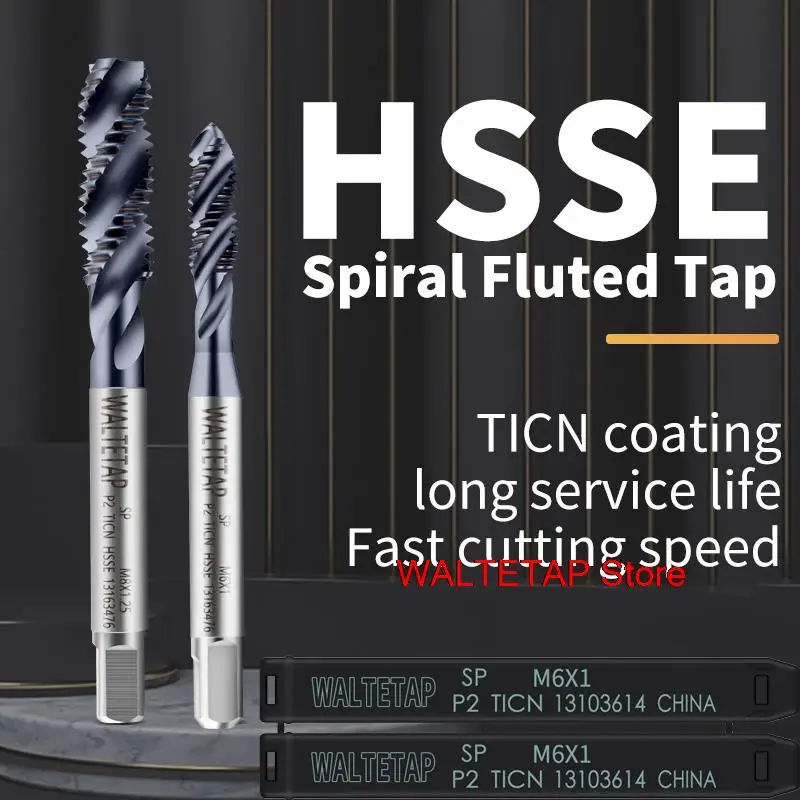 WALTETAP HSSE-M35 JIS Standard Metric With TICN Spiral Fluted Tap M2 M2.5 M3 M4 M5 M6 M8 M10 M12 Machine Screw Thread Taps