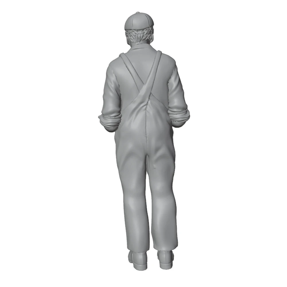 1/24 7.5cm A man in work clothes wearing a hat, an old-fashioned urban worker, a GK mini 3D printed gray model doll, not colored