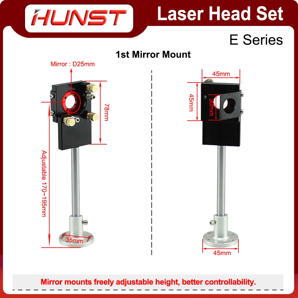 Imagem -02 - Laser Cabeça Conjunto para Máquina de Corte Gravura Série e com Lente Diâmetro 20 mm Fl50.8 63.5 101.6 Espelho 25 mm Hunst-co2