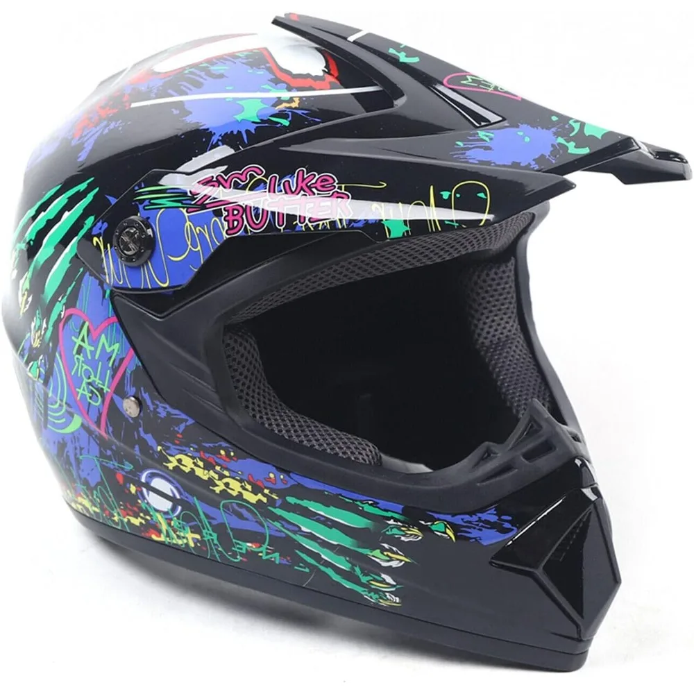 

Motocross Helmet Kit Size M 21.65-22.05in - Complete Set with Goggles Gloves,Premium ABS Material,Sturdy Durable for Motorcycle