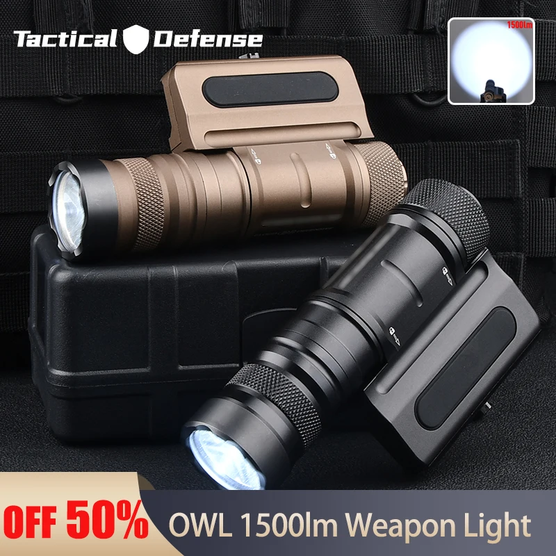 

1500lumens Powerful Clou Defens Optimized Weapon Light OWL Tactical Flashlight White LED Strobe Airsoft Modular Disassembly Fit