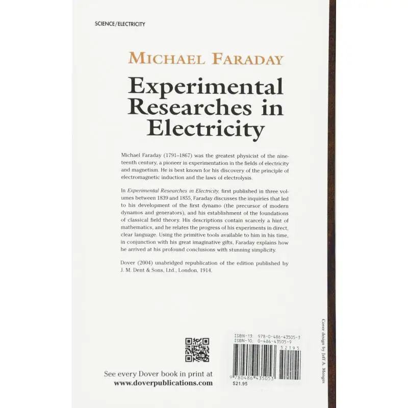الأبحاث التجريبية في الكهرباء منشورات مايكل فاراداي دوفر 9780486435053 كتاب