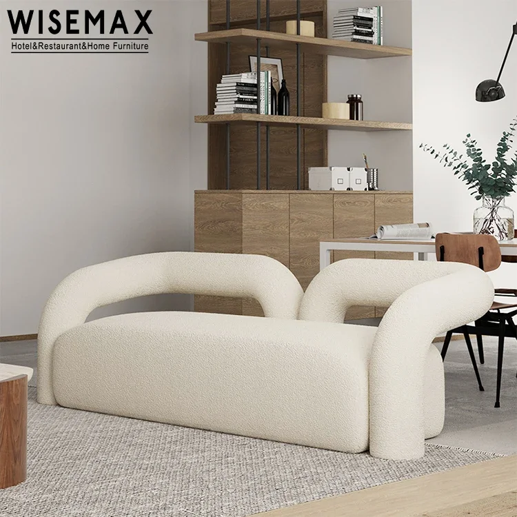 Nordic Hotel Lobby Living Room Furniture Apartment Sofa White Lamb Wool Floor Leisure Sofa Chairs Set