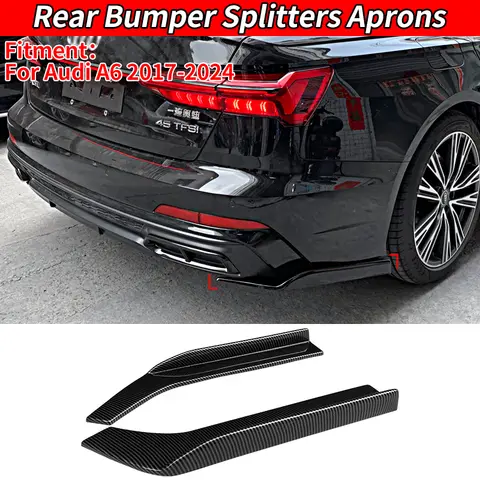 아우디 A6 2017-2024 2019 2022 자동차 보호대 코너 가드 탄소 섬유 리어 범퍼 스플리터 앞치마 수정 장식 ABS