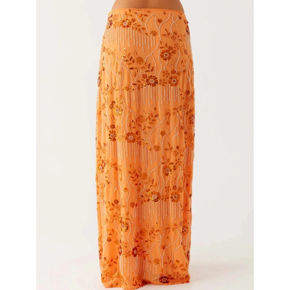 

Модная юбка с вышивкой, юбка с пайетками и запахом, женская зимняя коллекция Dr Long Sve, модная юбка f-длины