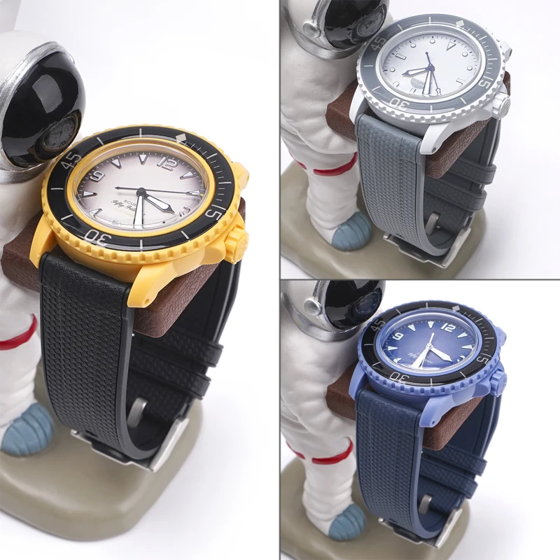 السائل حزام ساعة سيليكون 20 مللي متر 22 مللي متر ل أوميغا x سواتش MoonSwatch الإفراج السريع الرجال المنسوجة العالمي استبدال الفرقة سوار